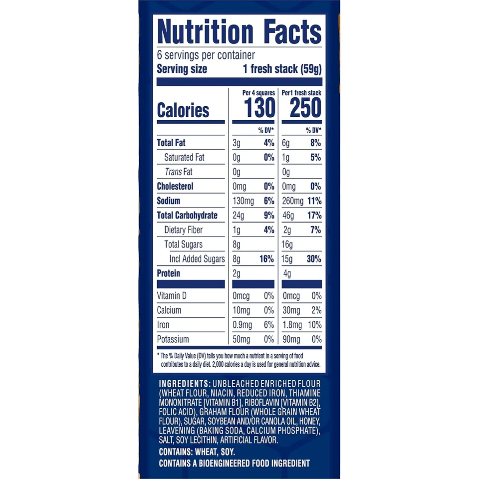 Honey Maid Honey Fresh Stacks, Nutrition Facts and ingredients panel