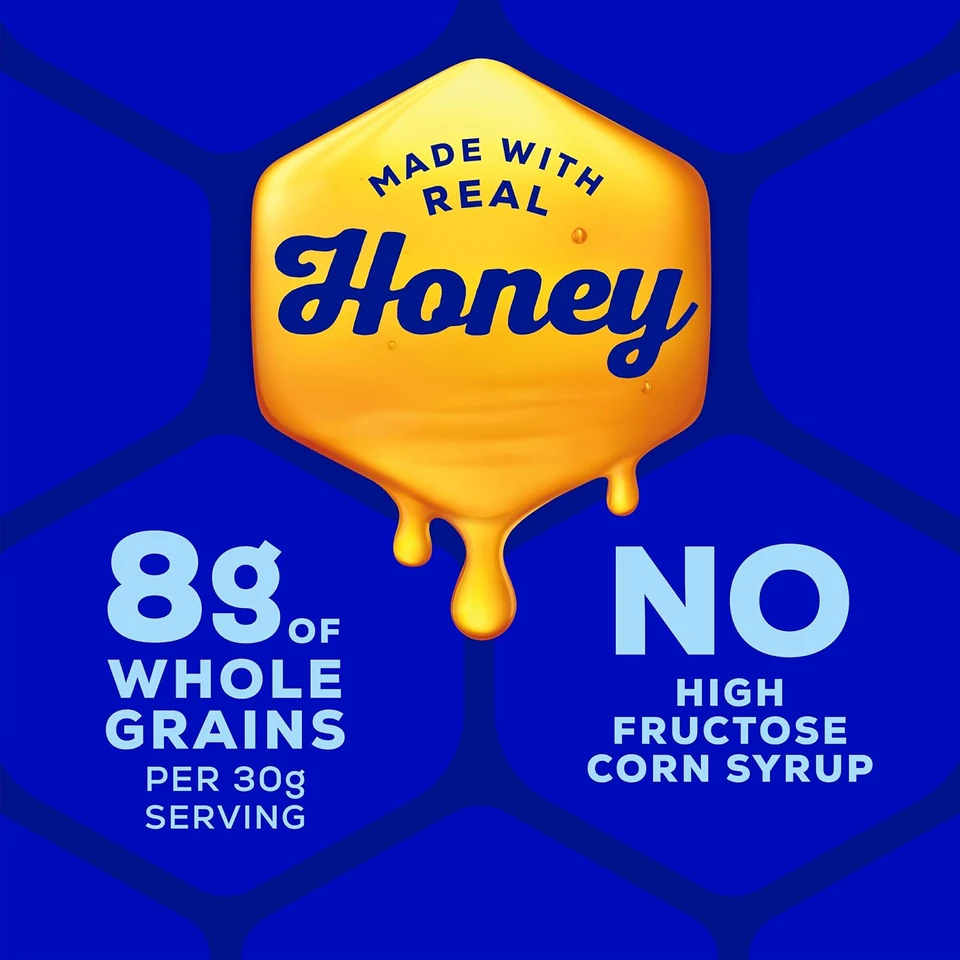 Honey Maid Honey Fresh Stacks, real honey and whole grain package details